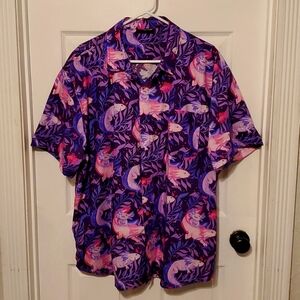 Whimsical axolotl button down shirt 3X